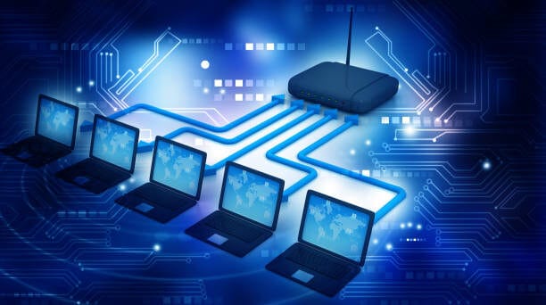 Laptops connected to the internet via router – Novasys IT network setup
